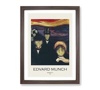 Anxiety By Edvard Munch Exhibition Museum Painting Framed Print | A4 Walnut Framed Wall Art | Ready to Hang | Modern Historical Picture | Living Room Bedroom Lounge Office