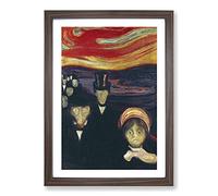 Anxiety by Edvard Munch Framed Print | A2 Walnut Framed Wall Art | Ready to Hang | Modern Nature Picture | Living Room Bedroom Lounge Office