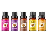 Anxiety Essential Oil Set for Diffusers | Lavender, Lemon, Neroli, Cedarwood & Rose Geranium 5 x 10ml | for Home Aromatherapy Gift for Her & Him, Candle Making, Soaps etc
