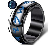 Anxiety Fidget Ring for Men - 8mm Glow-in-the-dark Viking Rune Stainless Steel Rotating Spinner Ring, Stress Relief Norse Symbol Jewelry Gift for Adults, Stainless Steel, No Gemstone