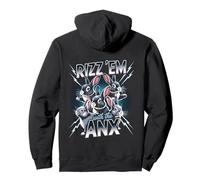 Anxiety Funny Mental Health Rabbit Rizz Em With Anx Bunny Pullover Hoodie
