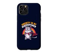 Anxiety Is My Superpower Cute Super Hero Cat Funny EduEly Case for iPhone 11 Pro