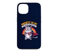 Anxiety Is My Superpower Cute Super Hero Cat Funny EduEly Case for iPhone 13