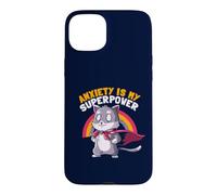 Anxiety Is My Superpower Cute Super Hero Cat Funny EduEly Case for iPhone 15 Plus