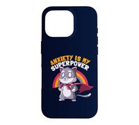 Anxiety Is My Superpower Cute Super Hero Cat Funny EduEly Case for iPhone 16 Pro