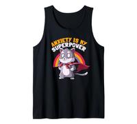 Anxiety is My Superpower Cute Super Hero Cat Funny EduEly Tank Top