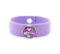 Anxiety Relief Bracelet - Lavender Stretch Acupressure Wristband with Snap Button Charm - Emotional Balance and Stress Support Jewelry, Medium 7, Natural Rubber Latex, no gemstone
