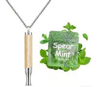 Anxiety Relief Breathing Necklace - Adjustable Resistance, Natural Wood & Stainless Steel, Multiple Essential Oil Scents, Discreet Pendant, Mindfulness & Stress Relief Tool (Mint Flavor Pack)