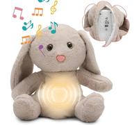 Anxiety Relief Bunny, Breathing Teddy Anxiety Bear with Calming Music, Lights, Sleeping Bunny Plushie, Soothing Rabbit for Adults & Kids Stress Relief Stuffed Animal, Adjustable Volume