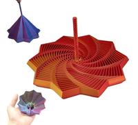 Anxiety Relief Fidget Toy, 3D Printed Fidget Star with Easy-Grip Handles, Whirling Spiral Hexagon Spinner for Stress & Focus, Colorful Fractal Expanded Design (Red and Gold 6.7in)