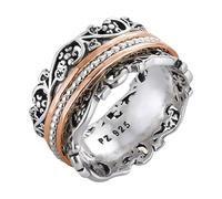 Anxiety Ring for Women, 925 Sterling Silver Spinner Ring for Woman by Paz Creations, Fidget Rings Hand Crafted, Vintage Rings for Women with 2 Years Warranty, Sterling Silver, No Gemstone