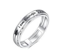 Anxiety Ring Sterling Silver Fidget Ring for Anxiety i Am Enough Inspirational Spinner Ring Stress Relief Rings for Women Mens