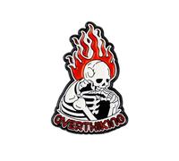 Anxiety Skeleton On Fire Meme Pin Brooch, Burnout Humor Enamel Pin, Funny Gift For Anxious Friend Sassy Girl Women, Sarcastic Skeleton Internet Meme Brooches, Mental Health Awareness, Dark Humor