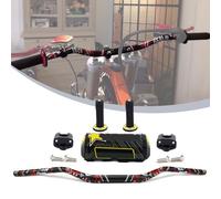 AnXin 1 1/8" 28mm Handlebar Fat Handle Bar + Riser Mount Clamp + Pad + Grips Set For Pit Dirt Bike Off Road Motorcycle - Black