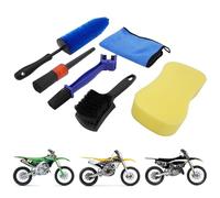 AnXin 6PCS Motorcycle Cleaning Chain Brush Kit Cleaner Set Tool for Motorbike Universal Bike Bicycle Blue