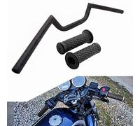 AnXin Motorcycle 7/8'' 22MM Handlebar with Rubber Handlebar Grips Cafe Racer Ace Clubman Style Handlebars Universal for Bobber Custom Application Black