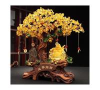 anxinda Statue,Crystal Citrine Money Tree Feng Shui Luck Bonsai for Office Home Decoration Gift,for Home