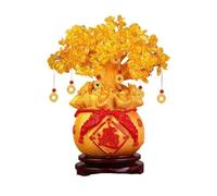 anxinda Statue,Crystal Feng Shui Money Tree - Citrine Crystal Bonsai for Wealth & Good Luck,for Home(Gold)