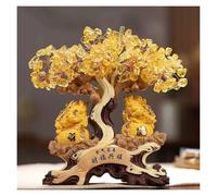 anxinda Statue,Crystal Feng Shui Money Tree with Golden Cicada - Home Office Decor, Housewarming Gift,for Home(M)