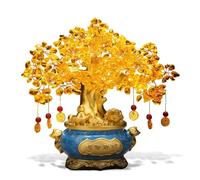 anxinda Statue,Crystal Gemstone Bonsai Tree of Life - Feng Shui Wealth Money Tree for Fortune,for Home(M)