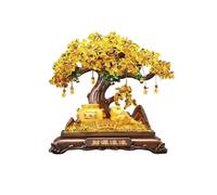 anxinda Statue,Crystal Gold Citrine Money Tree - Feng Shui Bonsai for Home Office Desk Decor,for Home(M)
