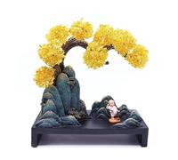 anxinda Statue,Crystal Pink Citrine Money Tree - Crystal Wealth Attracting Feng Shui Ornament,for Home(Yellow)