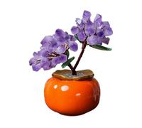 anxinda Statue,Crystal Yellow Amethyst Shaking Money Fortune Tree Attracting Wealth Ornaments Living Room Desk Crystal Tree,for Home(Purple)