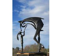 ANXINJIA Kiss Horse Sculpture Metal Printing Horse Statue Antique Metal Art Decoration (Soft kiss)