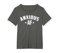 Anxious AF - Funny Socially Awkward Hypochondria Anxiety T-Shirt, Women's Plus, Asphalt Grey, 1X