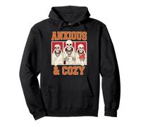 Anxious And Cozy Funny Skeleton Introvert Homebody Humor Pullover Hoodie