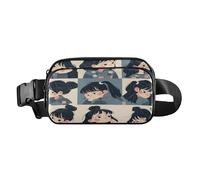 Anxious Asian Girls Gray Cute Fanny Pack Waist Bag for Women Men Large Capacity Cross Body Bag Belt Pack with Adjustable Strap for Travel Running Hiking, Aesthetic Fighting Fish, One Size