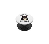 Anxious But Alive Black Cat Coffee Lover PopSockets Adhesive PopGrip