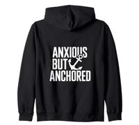 Anxious But Anchored Christian Anchor Faith Zip Hoodie