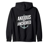 Anxious But Anchored Christian Inspirational Hope Zip Hoodie