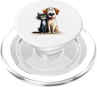 Anxious Dog and Cat Friends Sketch Art PopSockets PopGrip for MagSafe