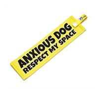 Anxious Dog - Respect My Space - Reactive & Nervous Warning Sign - High Visibility Space Awareness Dog Lead Sleeve - Waterproof Training Aid with Snap Attachment (Pain)