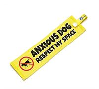 Anxious Dog - Respect My Space - Reactive & Nervous Warning Sign - High Visibility Space Awareness Dog Lead Sleeve - Waterproof Training Aid with Snap Attachment (No Dogs Sign)