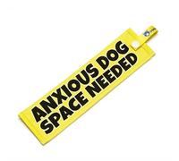 Anxious Dog - Space Needed Lead Sleeve - High Visibility Warning Wrap for Reactive Nervous Dogs - Bright Yellow Awareness Message with Snap Attachment - Waterproof Durable Double Sided Design