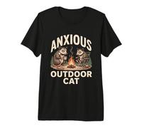 Anxious Outdoor Cat Campfire Opossum Camping Premium T-Shirt