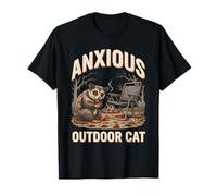 Anxious Outdoor Cat Campfire Opossum Camping T-Shirt