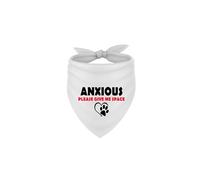 Anxious Please Give Me Space Fun Dog Bandana With Printed Slogan To The Front, Tie White Dog Bandana, Bandana For Pet Fun.