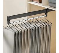 ANXJLEO Pull Out Clothes Hanger Rail Rack,Extendable Trouser Hangers, Space-saving,Telescopic Rail Heavy Duty, Storage Rail for Rod Adjustable Wardrobe,Trousers and Ties,Black,50 cm(500mm)