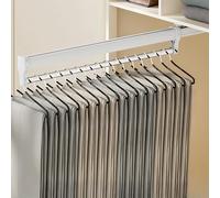 ANXJLEO Pull Out Clothes Hanger Rail Rack,Extendable Trouser Hangers, Space-saving,Telescopic Rail Heavy Duty, Storage Rail for Rod Adjustable Wardrobe,Trousers and Ties,White,60 cm(600mm)