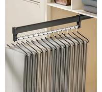 ANXJLEO Pull Out Clothes Hanger Rail Rack, Trouser Hangers,Pants Rack,Extendable Pants Holder,Space Savers,Stainless Steel for Clothes Hangers Organiser Wardrobe Rail,Black,55 cm(550mm), 658533570101