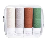 ANXUN Shampoo Dispenser, 4 Pack 3 OZ Portable Travel Bottle Set, Multi-Colour, Leak Proof Silicone Travel Dispenser for Shower Gel, TSA Carry-On Compliant