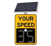 ANXYYDS Radar Feedback Sign,Solar powered radar feedback sign, Road Warning Your Speed LED Radar Speed Limit Sign Yellow-60 * 90cm
