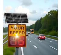 ANXYYDS Radar Feedback Sign,Solar Powered Your Speed LED Radar Speed Display Sign,Road Warning Solar Limit LED Display,Remote Control Adjustable Speed Limit Orange-50 * 70cm