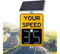 ANXYYDS Solar Powered Radar Feedback Sign, Road Warning Speed Limit Sign Aluminum Weatherproof Speed Display Detector, Adjustable Speed Yellow-50 * 70cm