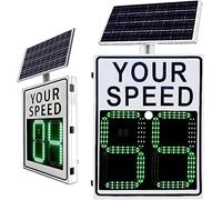 ANXYYDS Speed Display Radar Traffic Warning Sign, Solar LED Variable Speed Limit Sign Radar Vehicle Feedback Signage for Roadway Safety, with Accessories White-60 * 90cm