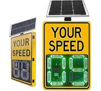 ANXYYDS Speed Display Radar Traffic Warning Sign, Solar LED Variable Speed Limit Sign Radar Vehicle Feedback Signage for Roadway Safety, with Accessories Yellow-50 * 70cm